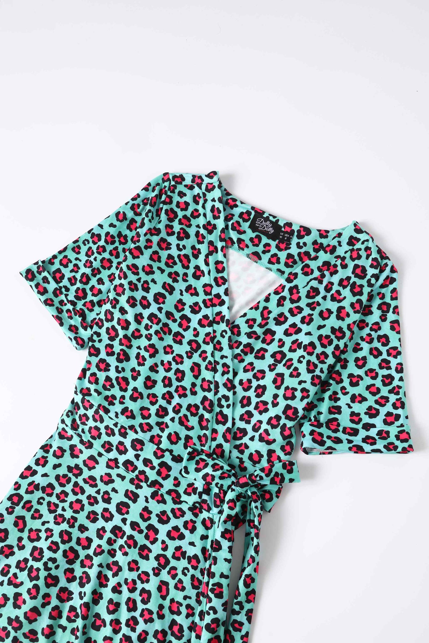 Matilda Leopard Print Wrap Dress In Green