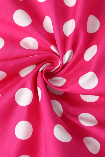 Lily Hot Pink Polka Dot Off Shoulder Dress