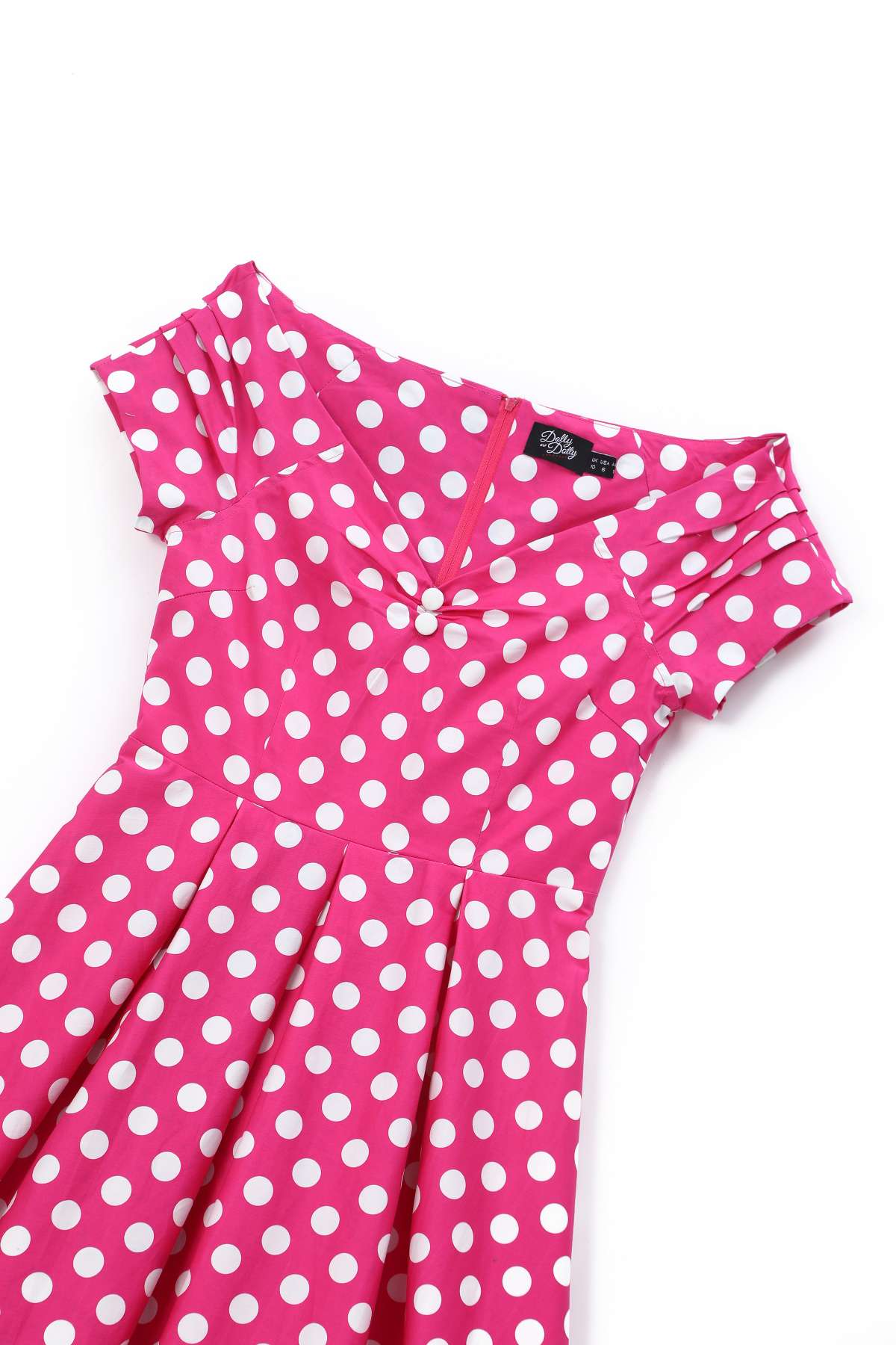 Lily Hot Pink Polka Dot Off Shoulder Dress