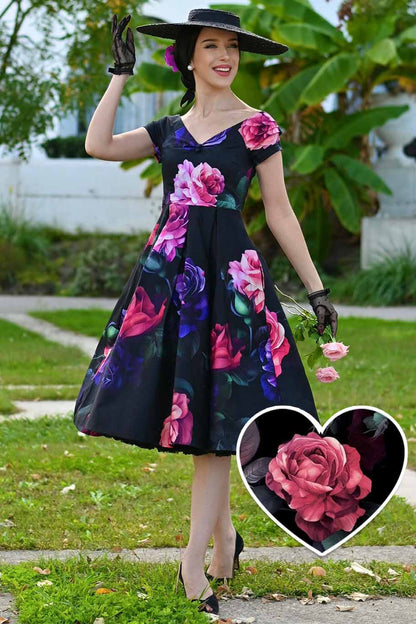 Lily Peony Garden Off Shoulder Dress