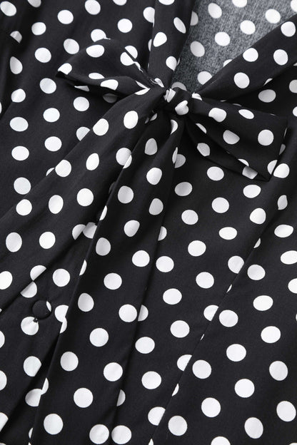 Margaret Polka Dot Long Sleeved Blouse In Black