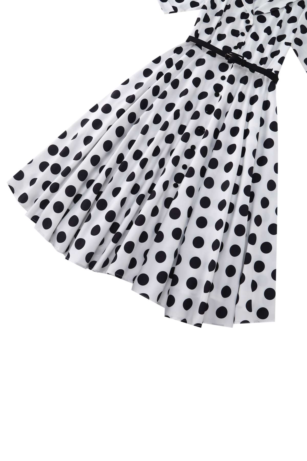 Mollie Monochrome Full Circle Shirt Dress In Polka Dots