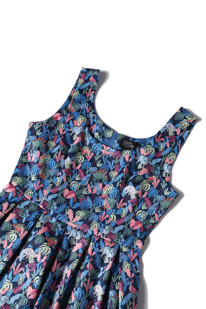 Amanda Multicoloured Dinosaur Flared Dress