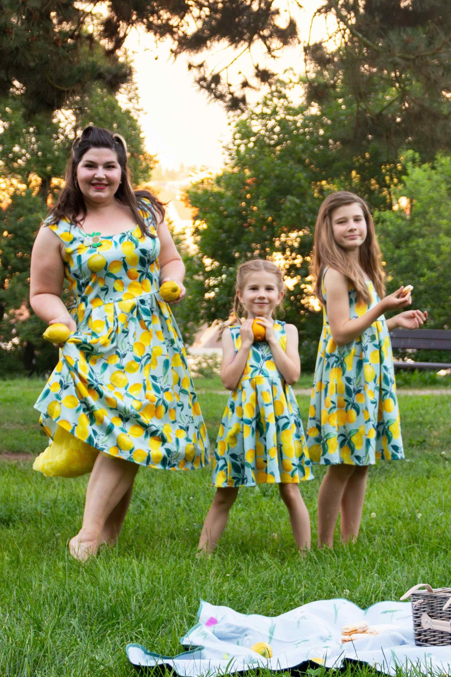 Amanda Light Blue Lemon Swing Dress