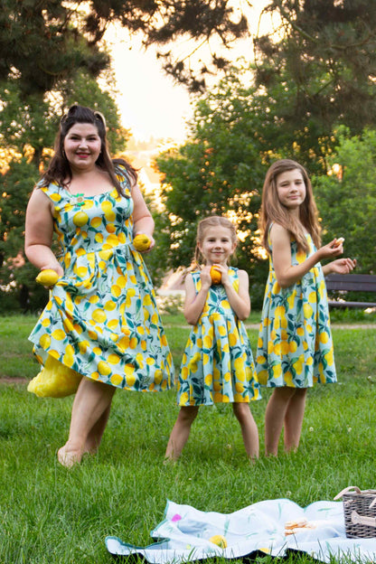 Amanda Light Blue Lemon Swing Dress