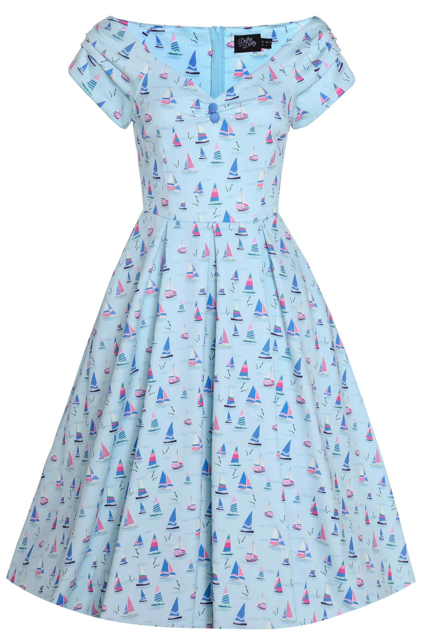 Lily Nautical Sailboat Blue Off Shoulder Dress