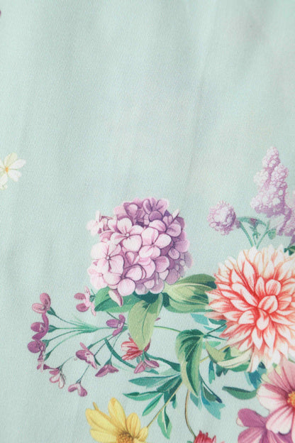 Amanda Pastel Floral Swing Dress In Light Green