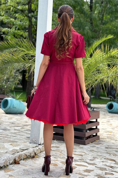 Penelope Retro Red Shirt Dress