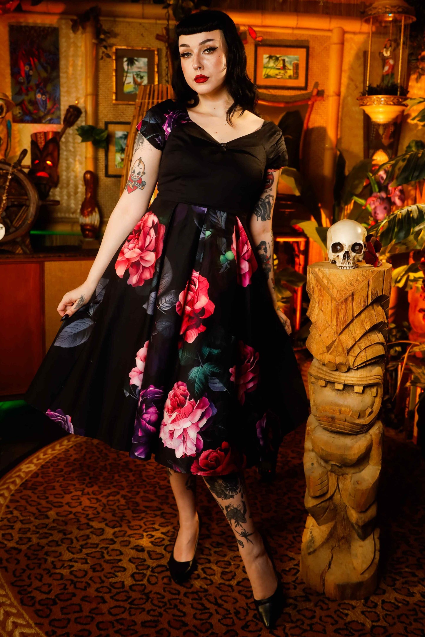 Lily Peony Garden Off Shoulder Dress