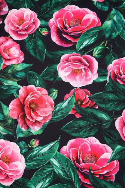 Lily Pink Camellia Off Shoulder Dress In Black