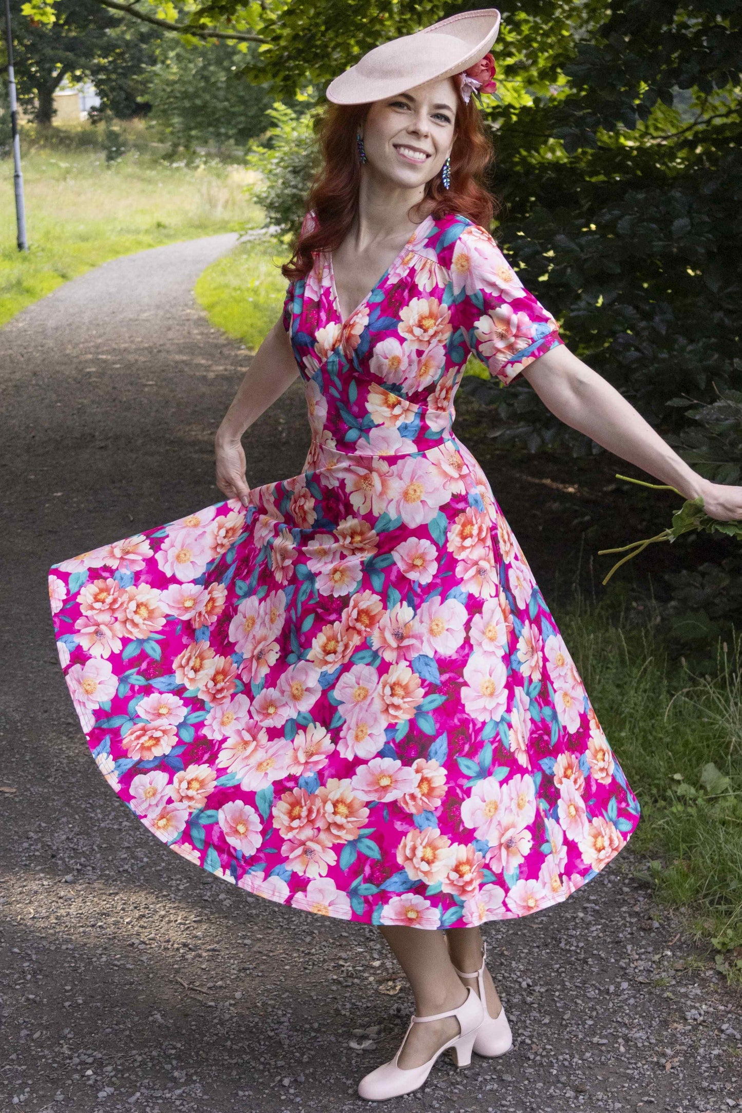 Julia Pink Magnolia Casual Midi Dress