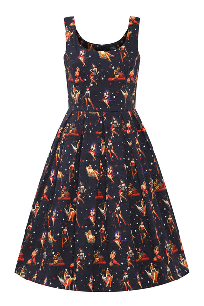 Amanda Pinup Girls Dark Blue Dress
