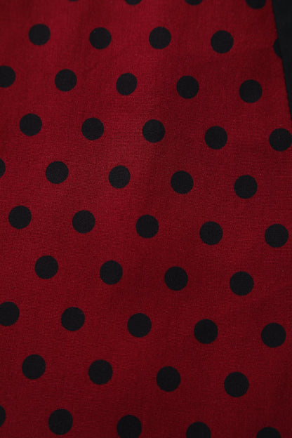 Judith Pleated Black/Burgundy Dress With Polka Dots