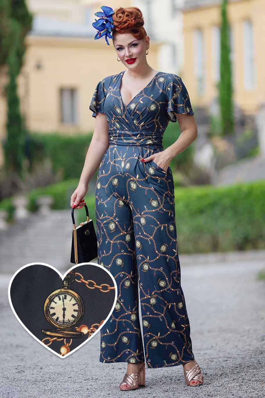 Esther Black Pocket Watch Jumpsuit