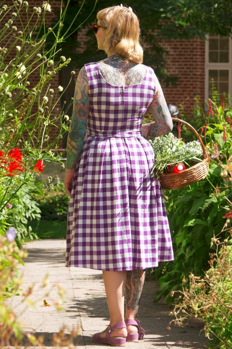 Amanda Purple Gingham Swing Dress