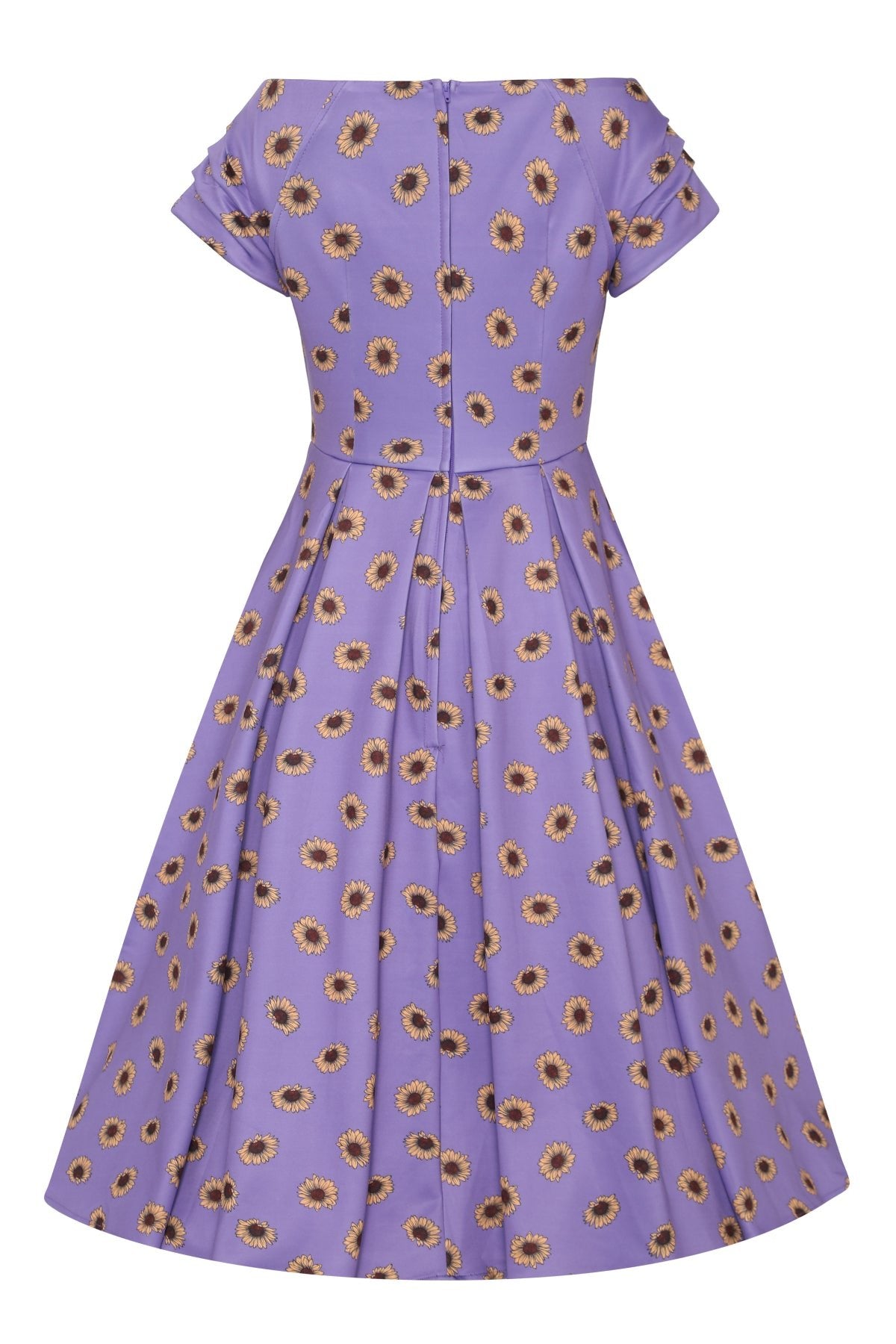 Lily Purple Off Shoulder Dress With Yellow Sunflowers