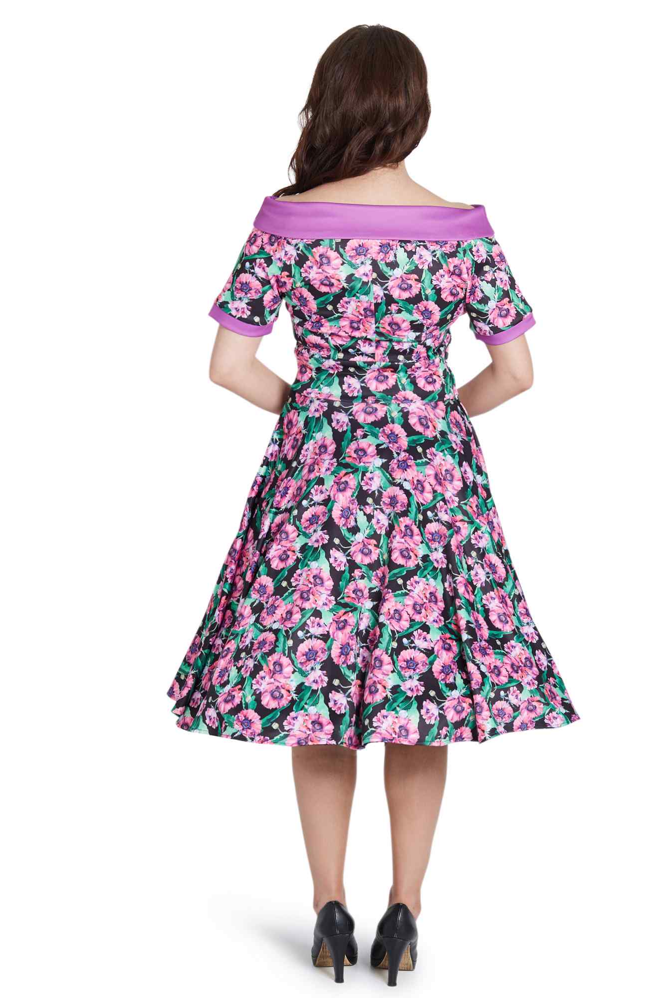 Darlene Purple Poppy Swing Dress