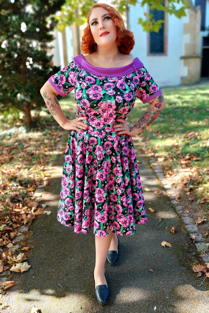 Darlene Purple Poppy Swing Dress