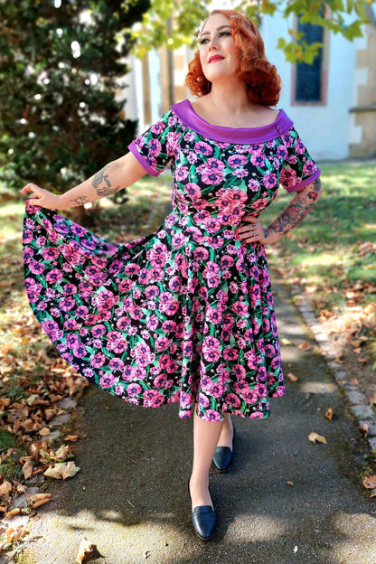 Darlene Purple Poppy Swing Dress