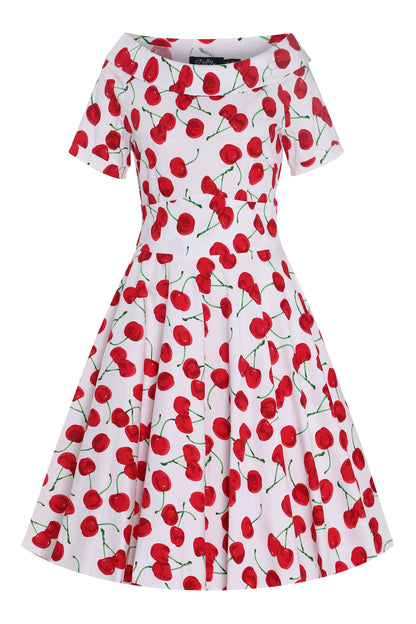 Darlene Red Cherry Dress In White