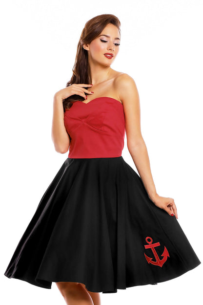 Melissa Retro Rockabilly Dress in Black-Red