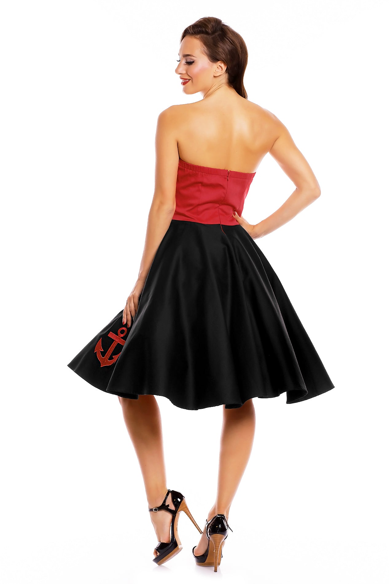 Melissa Retro Rockabilly Dress in Black-Red