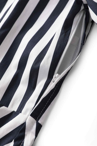 Mabel Striped Midi Shirt Dress In Dark Blue