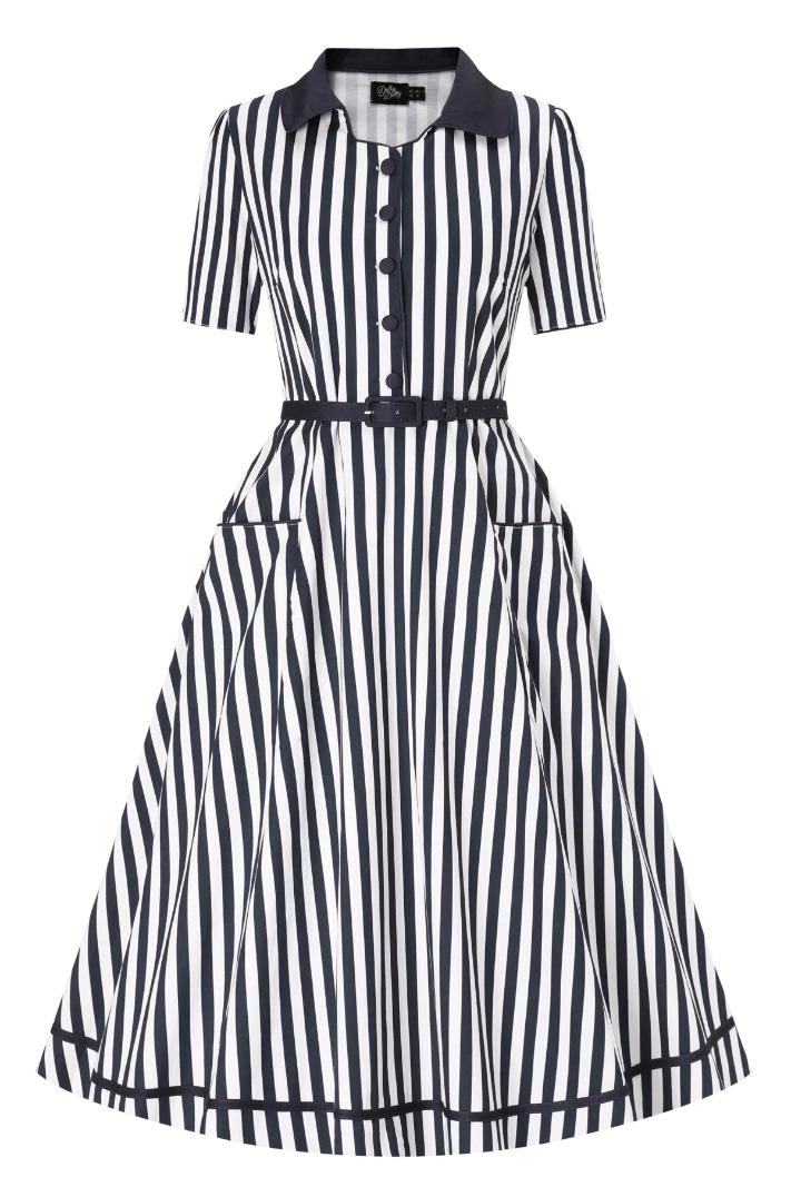 Mabel Striped Midi Shirt Dress In Dark Blue