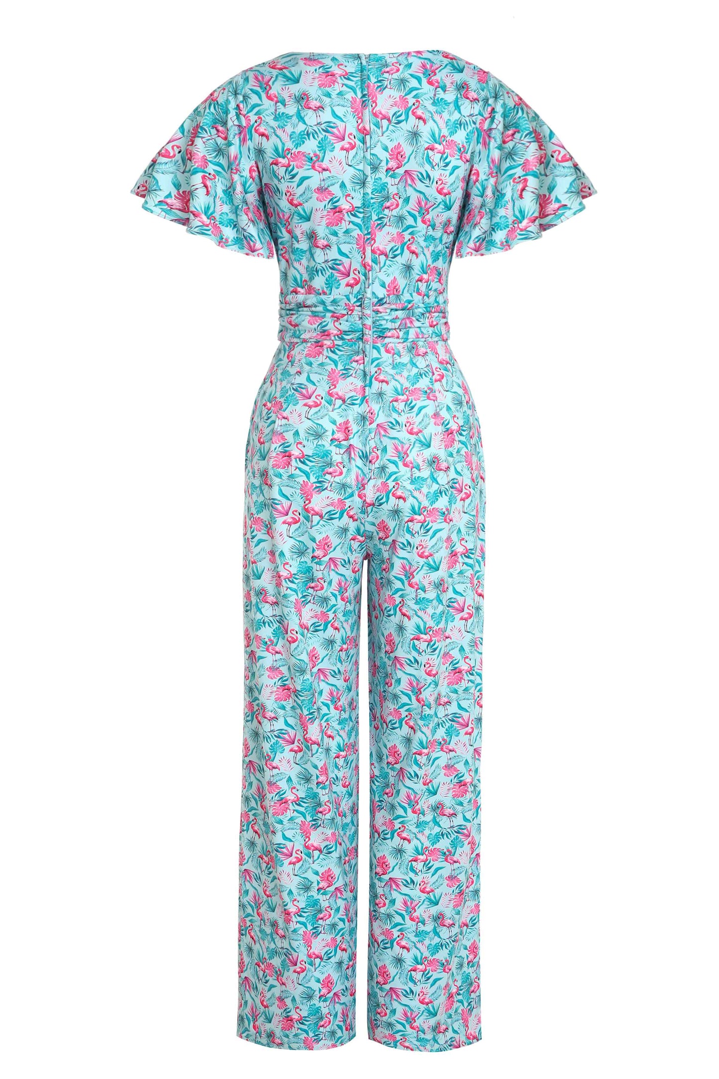 Esther Pink Flamingo Baby Blue Jumpsuit