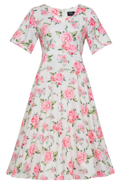 Janice Summer Pink Rose Tea Dress