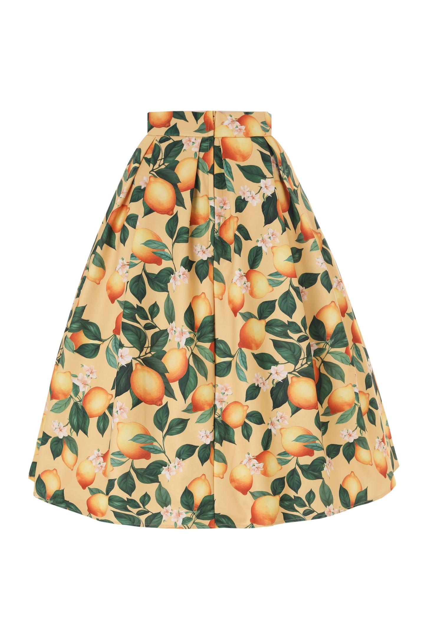 Aisley Yellow Lemon Box Pleated Skirt
