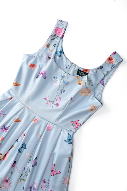 Amanda Butterfly Field Dress In Blue