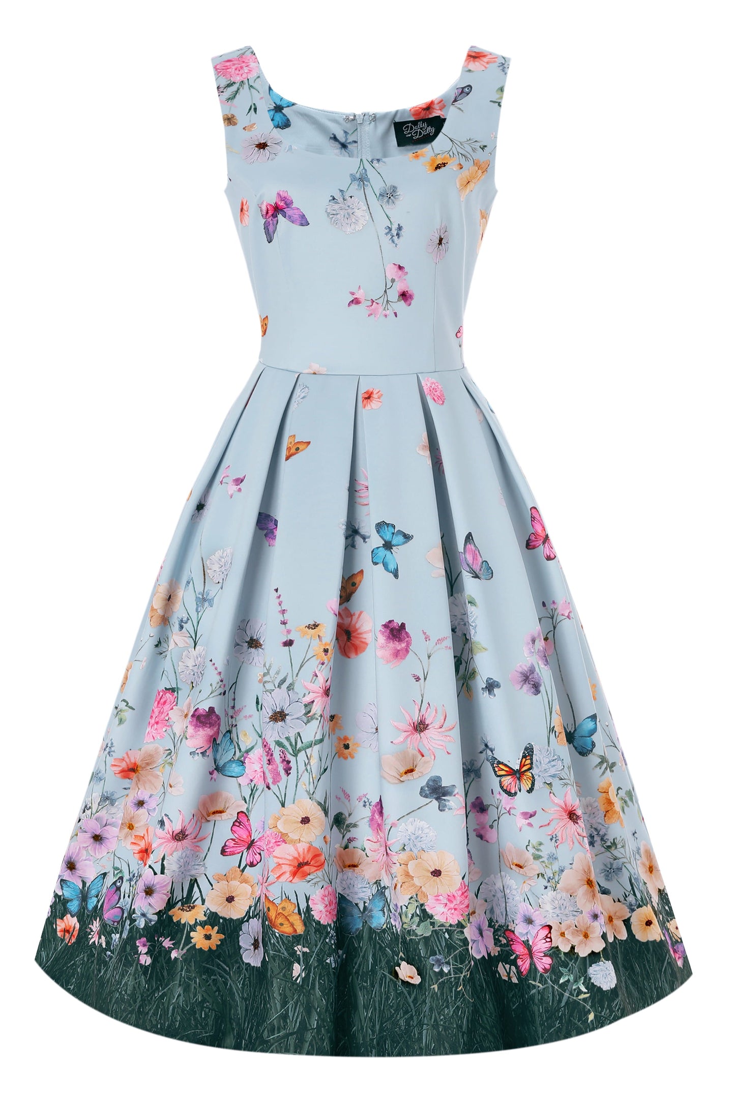 Amanda Butterfly Field Dress In Blue