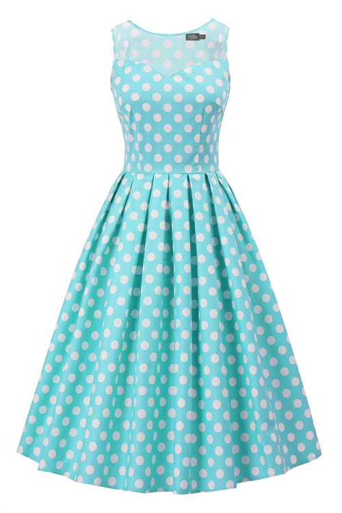 Blair Turquoise Polka Dot Mesh Dress