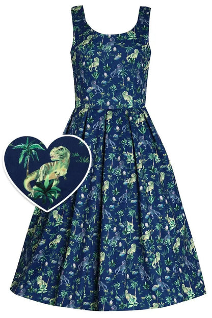 Amanda Navy Blue T-Rex Dress