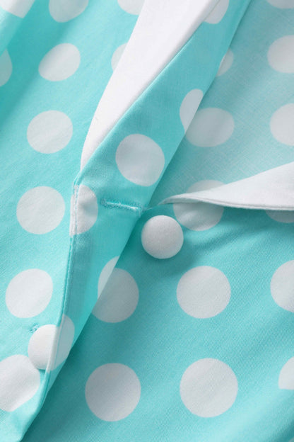 Mollie Turquoise Polka Dot Full Circle Shirt Dress