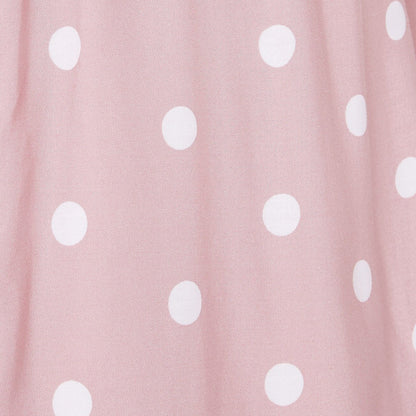 Janice V-Neck Sleeved Tea Dress in Pink Polka Dot Print