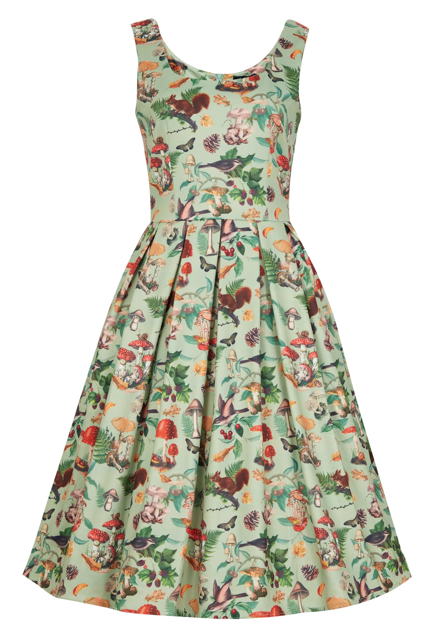 Amanda Woodland Flared Dress In Tea Green