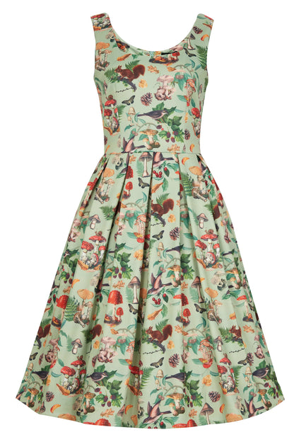 Amanda Woodland Flared Dress In Tea Green