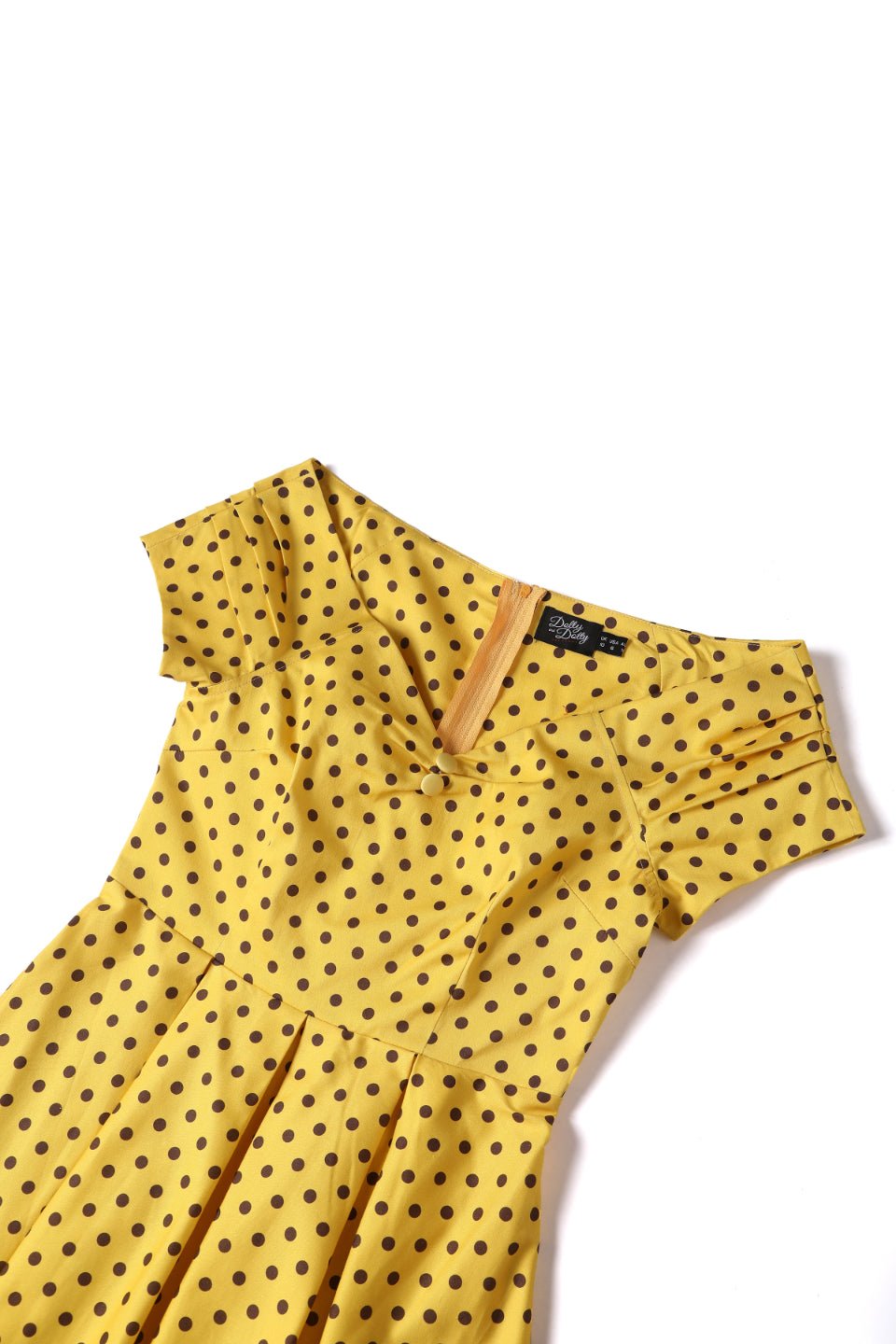 Lily Yellow Polka Dot Off Shoulder Dress