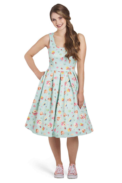 Amanda 50's Afternoon Tea Dress In Blue Cake Print