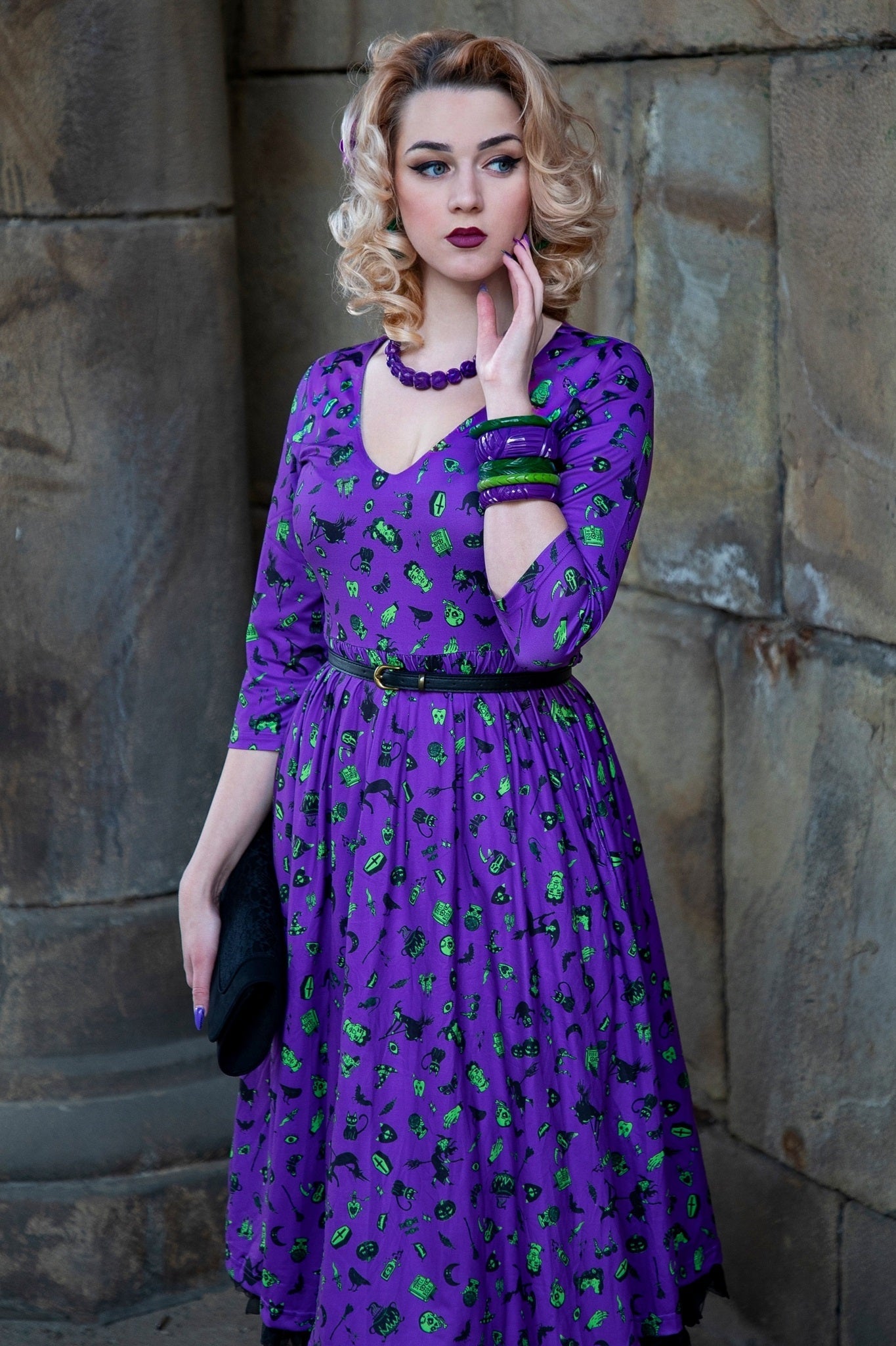 Billie Purple Wizard & Witch Long Sleeved Dress