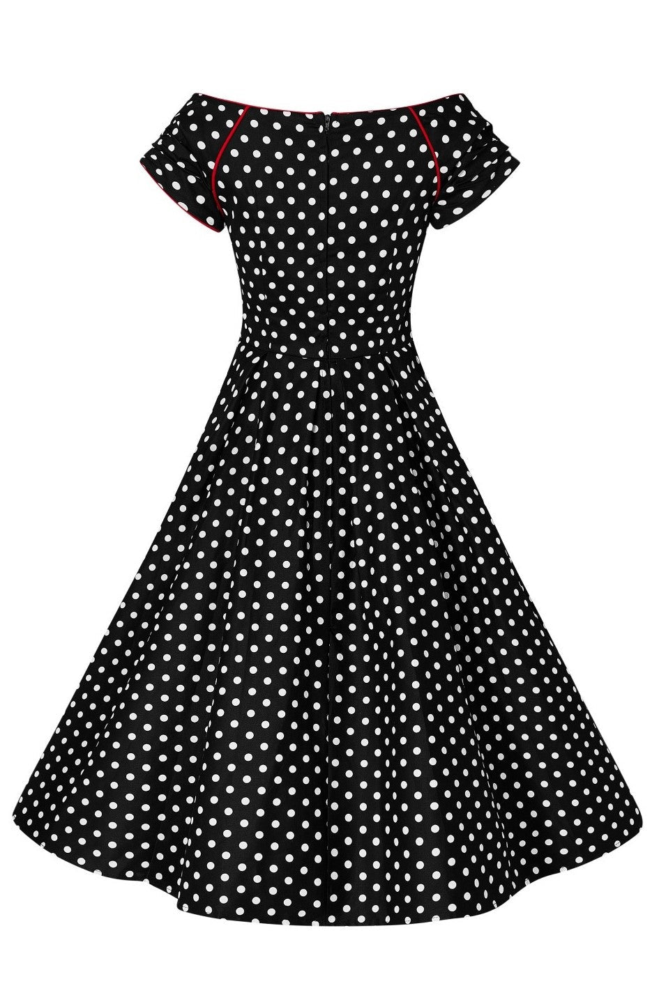 Lily Off Shoulder Black & White Polka Swing Dress