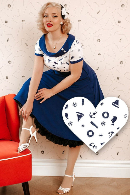 Darlene Nautical Navy & White Swing Dress