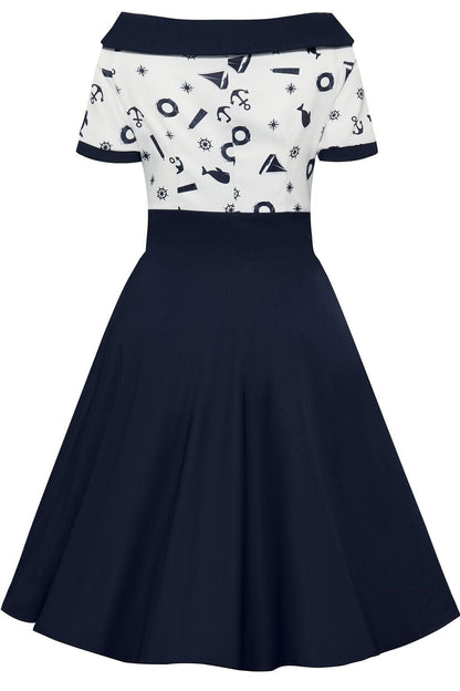 Darlene Nautical Navy & White Swing Dress