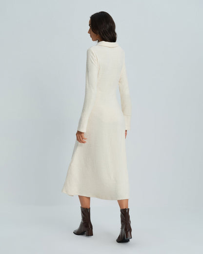 Apricot Collar Bell Sleeve Midi Dress